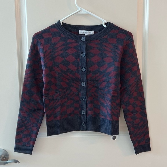 DAYDREAMER PLUM BERRY WAVE FITTED CARDIGAN - Picture 7 of 16